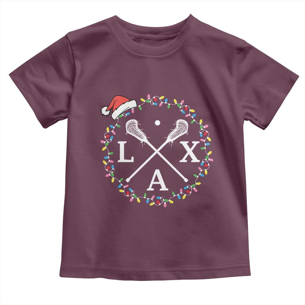 Funny Christmas Lacrosse Lax Stick Santa Hat Toddler T Shirt - Wonder Print Shop