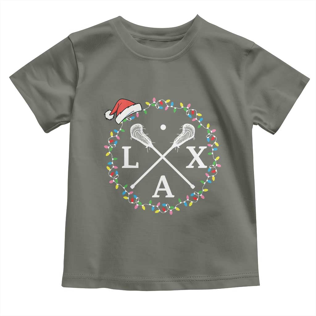 Funny Christmas Lacrosse Lax Stick Santa Hat Toddler T Shirt - Wonder Print Shop