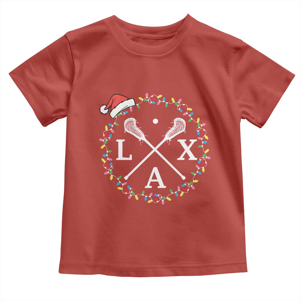 Funny Christmas Lacrosse Lax Stick Santa Hat Toddler T Shirt - Wonder Print Shop