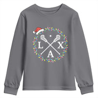 Funny Christmas Lacrosse Lax Stick Santa Hat Youth Sweatshirt - Wonder Print Shop