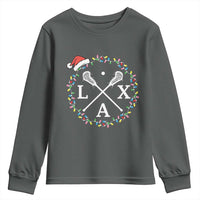 Funny Christmas Lacrosse Lax Stick Santa Hat Youth Sweatshirt - Wonder Print Shop