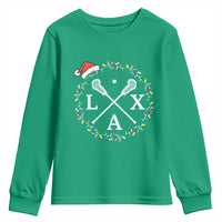 Funny Christmas Lacrosse Lax Stick Santa Hat Youth Sweatshirt - Wonder Print Shop