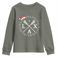 Funny Christmas Lacrosse Lax Stick Santa Hat Youth Sweatshirt - Wonder Print Shop