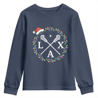 Funny Christmas Lacrosse Lax Stick Santa Hat Youth Sweatshirt - Wonder Print Shop