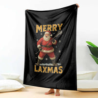 Funny Christmas Lacrosse Throw Blanket Merry Laxmas Santa Lax Player - Wonder Print Shop
