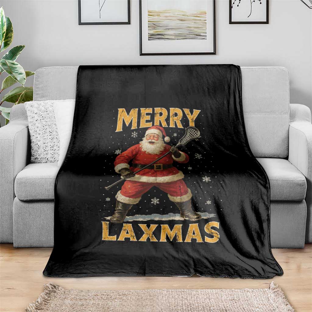Funny Christmas Lacrosse Throw Blanket Merry Laxmas Santa Lax Player - Wonder Print Shop