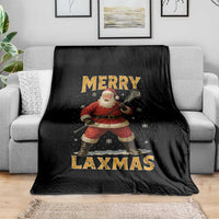 Funny Christmas Lacrosse Throw Blanket Merry Laxmas Santa Lax Player - Wonder Print Shop