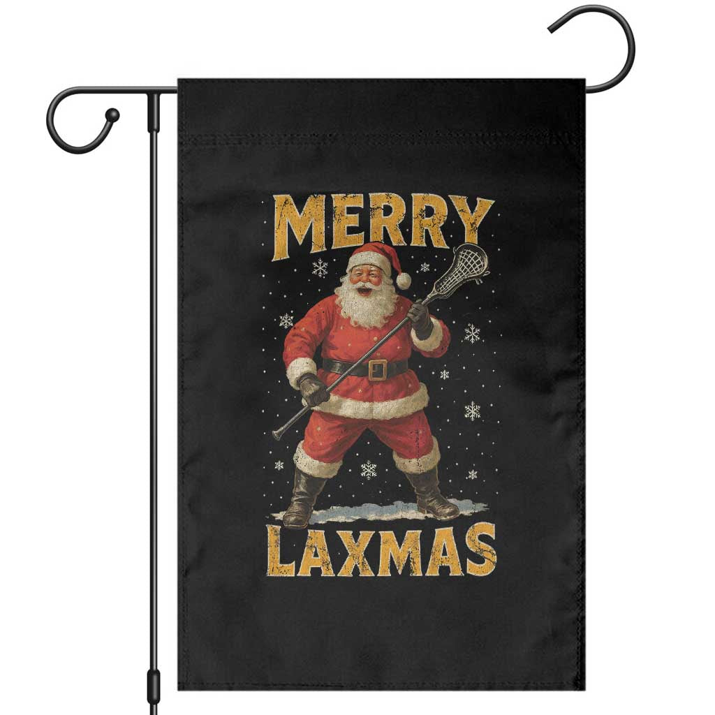 Funny Christmas Lacrosse Garden Flag Merry Laxmas Santa Lax Player - Wonder Print Shop