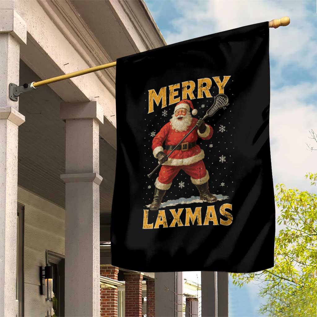 Funny Christmas Lacrosse Garden Flag Merry Laxmas Santa Lax Player - Wonder Print Shop