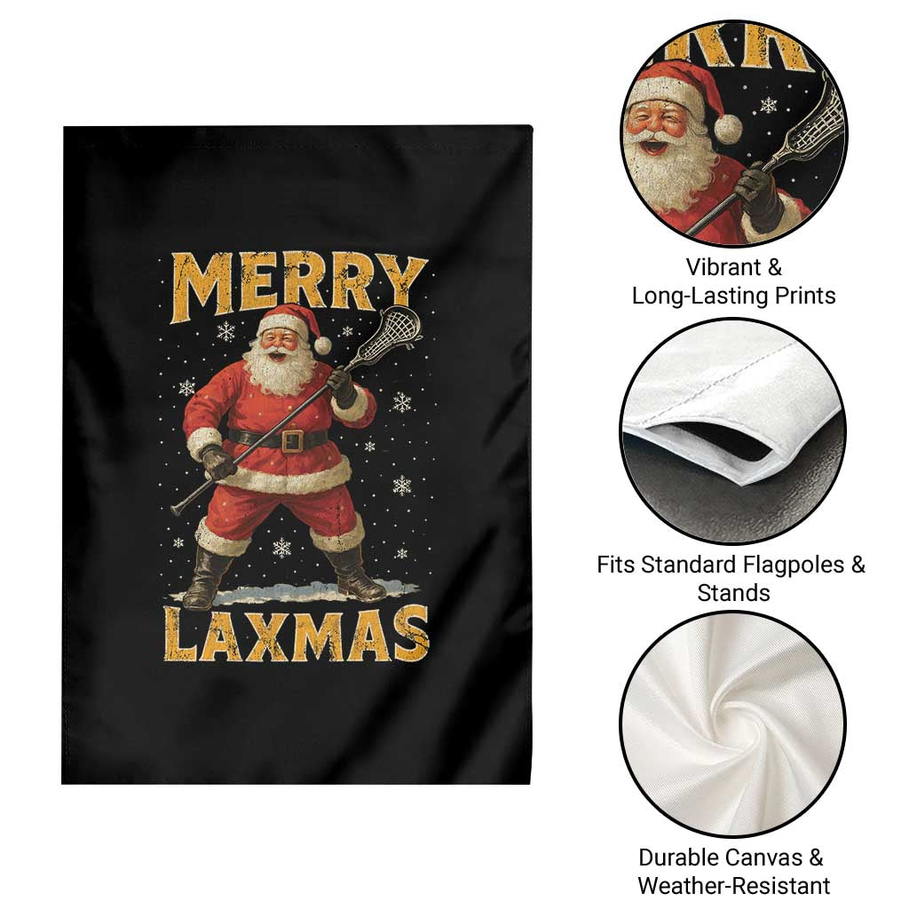 Funny Christmas Lacrosse Garden Flag Merry Laxmas Santa Lax Player - Wonder Print Shop