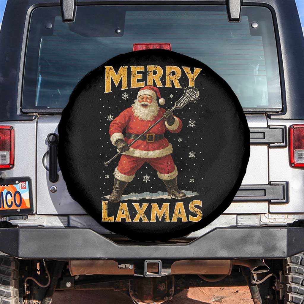 Funny Christmas Lacrosse Spare Tire Cover Merry Laxmas Santa Lax Player - Wonder Print Shop