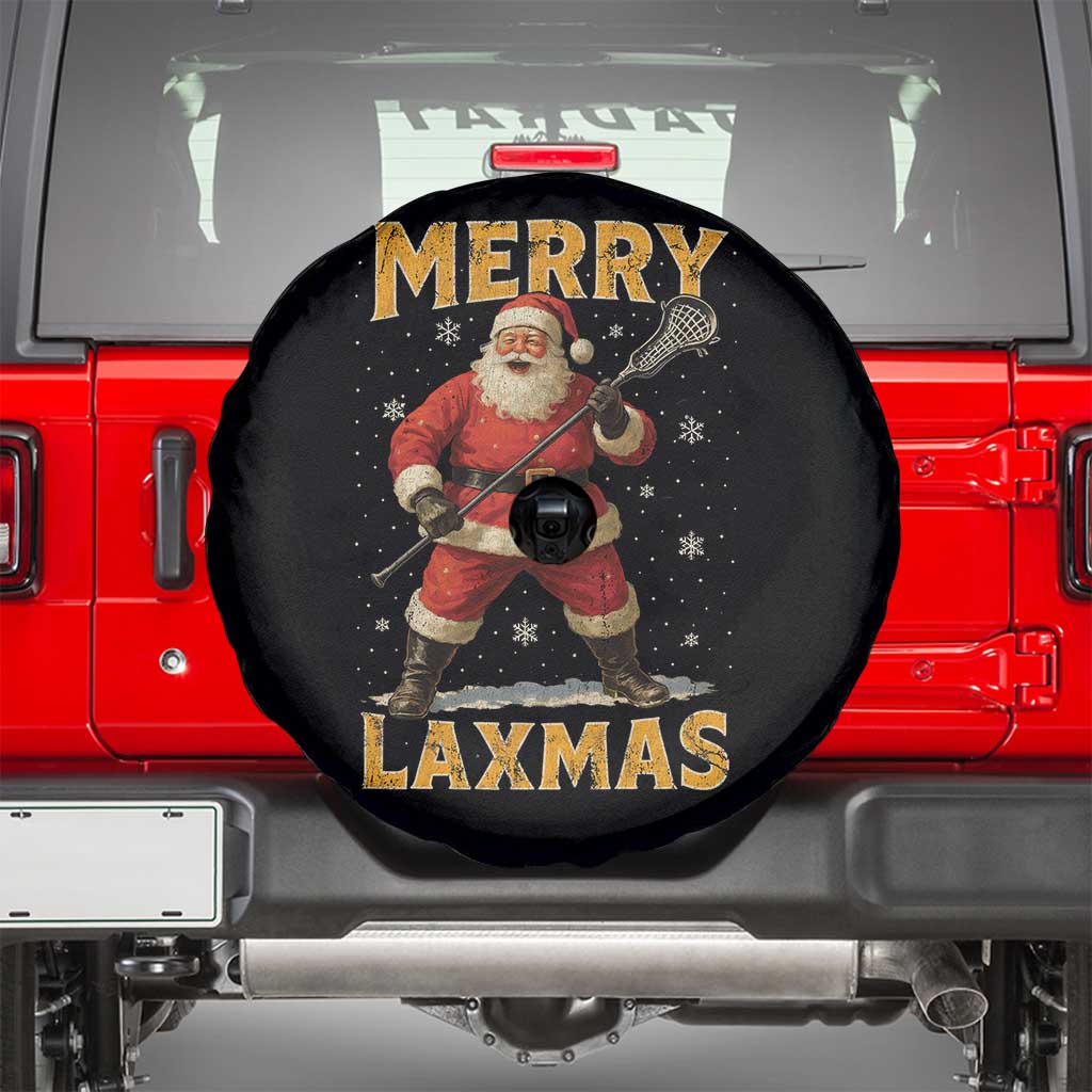 Funny Christmas Lacrosse Spare Tire Cover Merry Laxmas Santa Lax Player - Wonder Print Shop