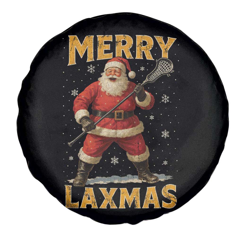 Funny Christmas Lacrosse Spare Tire Cover Merry Laxmas Santa Lax Player - Wonder Print Shop