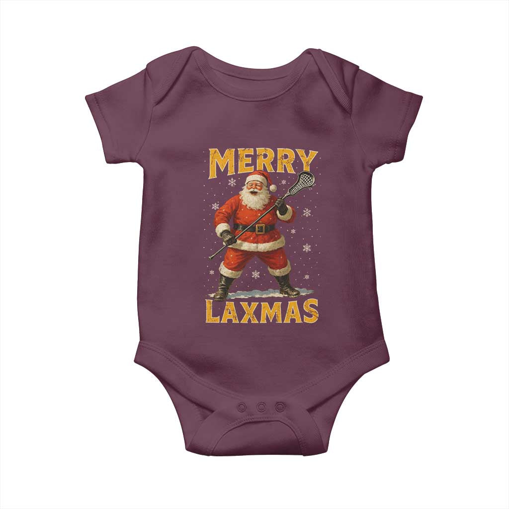 Funny Christmas Lacrosse Baby Onesie Merry Laxmas Santa Lax Player - Wonder Print Shop