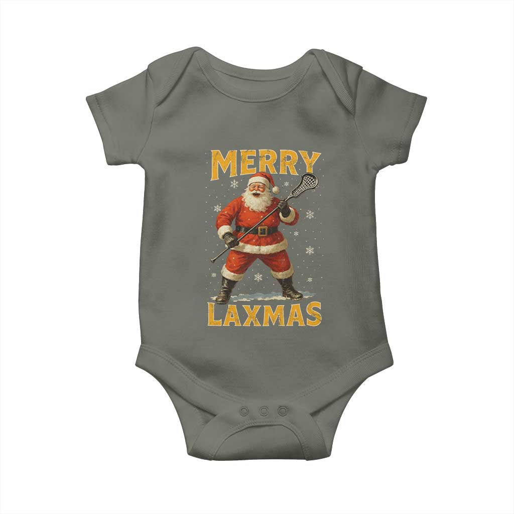 Funny Christmas Lacrosse Baby Onesie Merry Laxmas Santa Lax Player - Wonder Print Shop