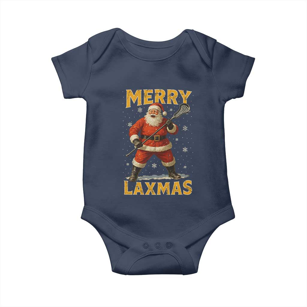 Funny Christmas Lacrosse Baby Onesie Merry Laxmas Santa Lax Player - Wonder Print Shop