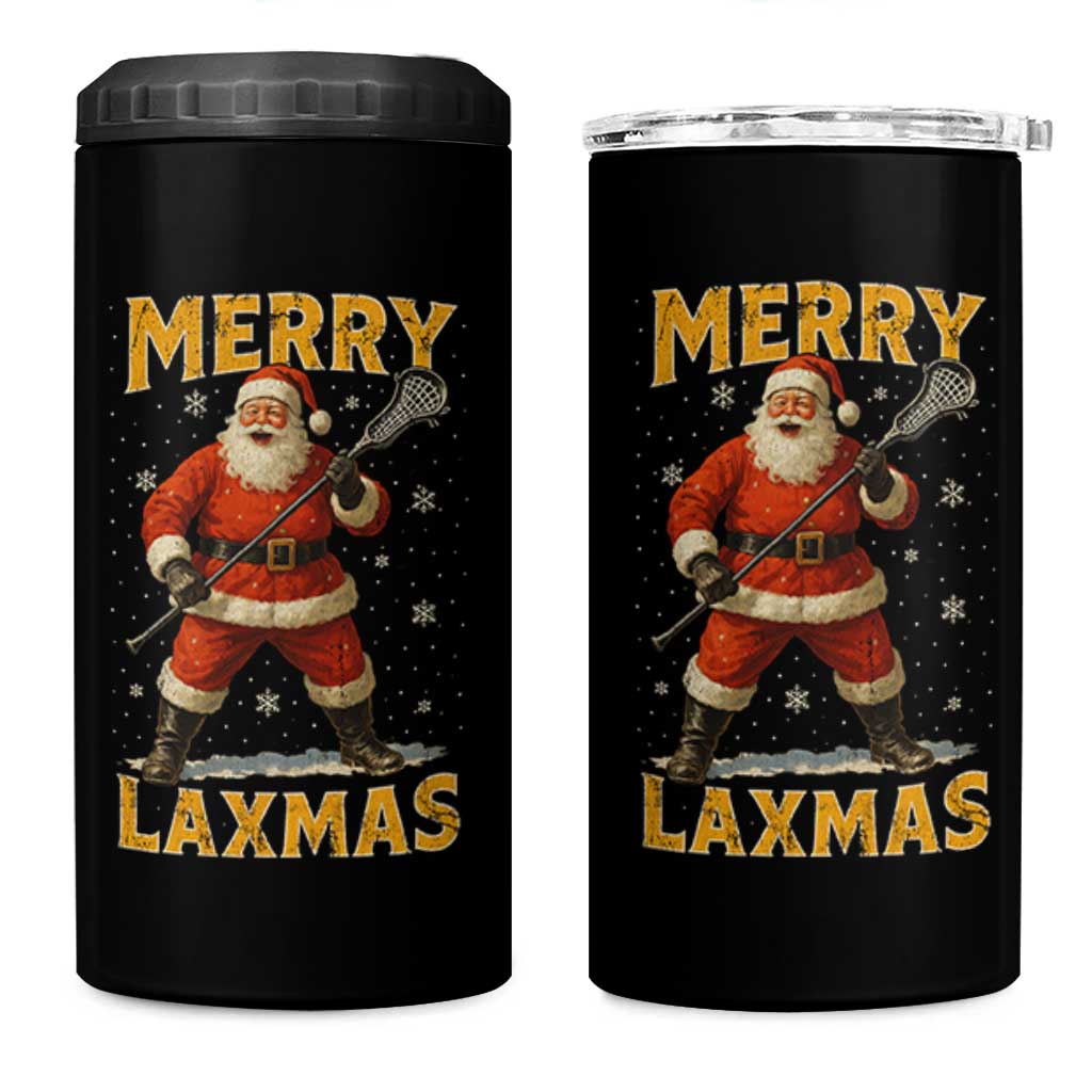 Funny Christmas Lacrosse 4 in 1 Can Cooler Tumbler Merry Laxmas Santa Lax Player - Wonder Print Shop