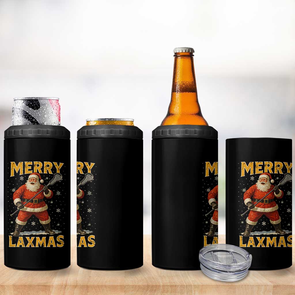 Funny Christmas Lacrosse 4 in 1 Can Cooler Tumbler Merry Laxmas Santa Lax Player - Wonder Print Shop