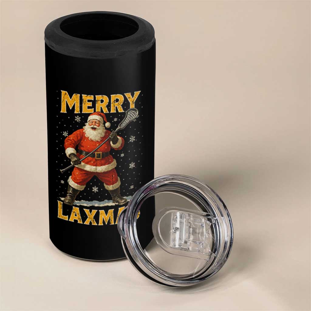 Funny Christmas Lacrosse 4 in 1 Can Cooler Tumbler Merry Laxmas Santa Lax Player - Wonder Print Shop