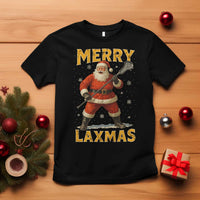 Funny Christmas Lacrosse T Shirt Merry Laxmas Santa Lax Player - Wonder Print Shop
