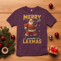 Funny Christmas Lacrosse T Shirt Merry Laxmas Santa Lax Player - Wonder Print Shop