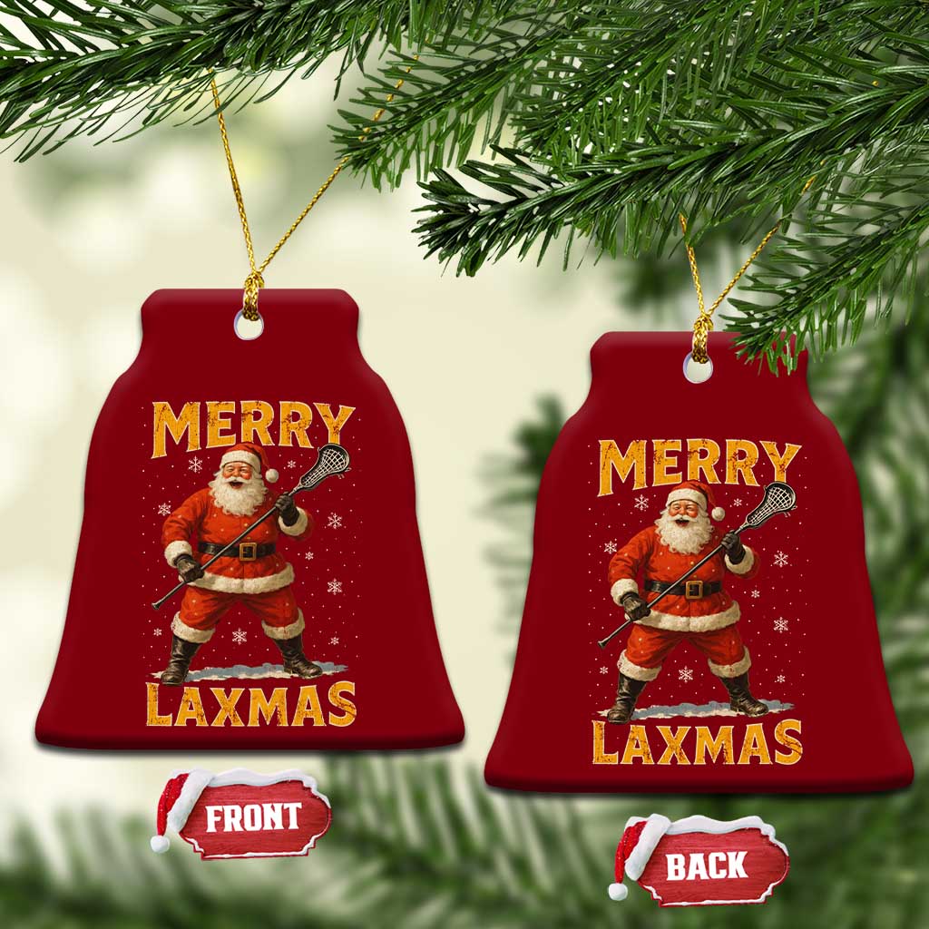 Funny Christmas Lacrosse Ceramic Ornament Merry Laxmas Santa Lax Player - Wonder Print Shop