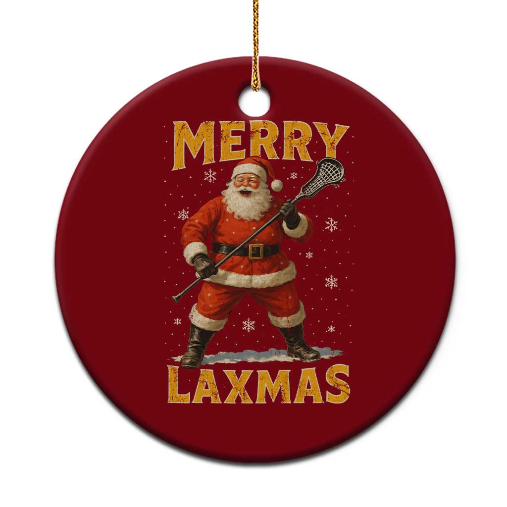 Funny Christmas Lacrosse Ceramic Ornament Merry Laxmas Santa Lax Player - Wonder Print Shop
