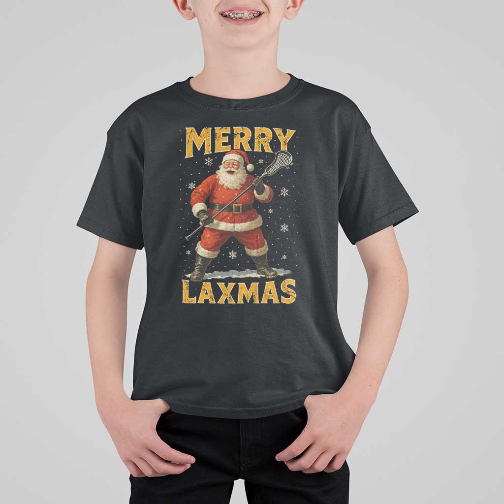 Funny Christmas Lacrosse T Shirt For Kid Merry Laxmas Santa Lax Player - Wonder Print Shop