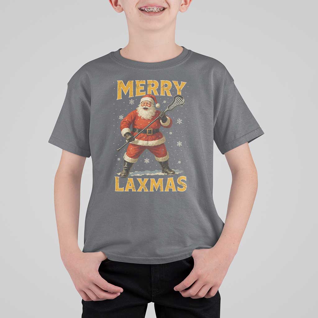 Funny Christmas Lacrosse T Shirt For Kid Merry Laxmas Santa Lax Player - Wonder Print Shop