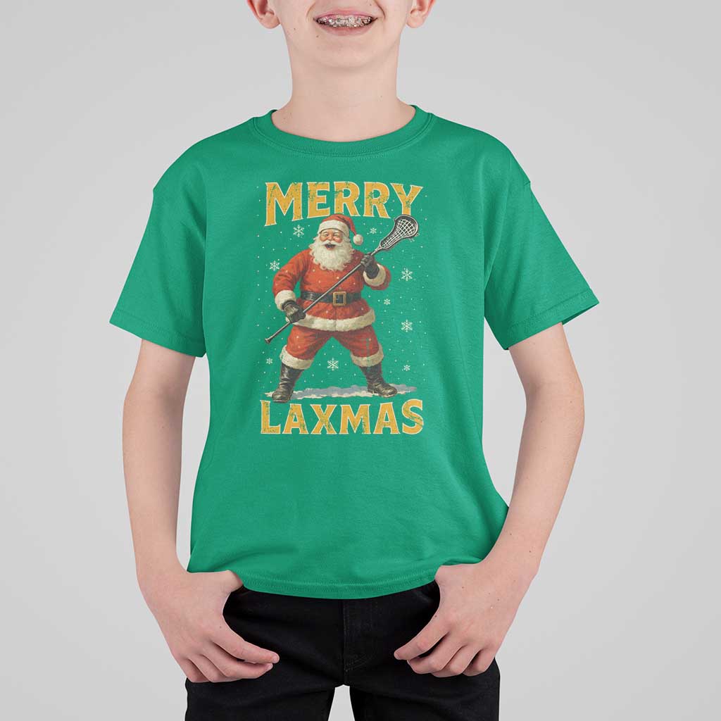 Funny Christmas Lacrosse T Shirt For Kid Merry Laxmas Santa Lax Player - Wonder Print Shop