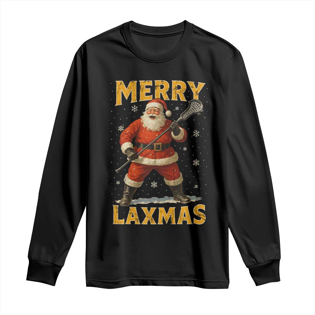 Funny Christmas Lacrosse Long Sleeve Shirt Merry Laxmas Santa Lax Player - Wonder Print Shop