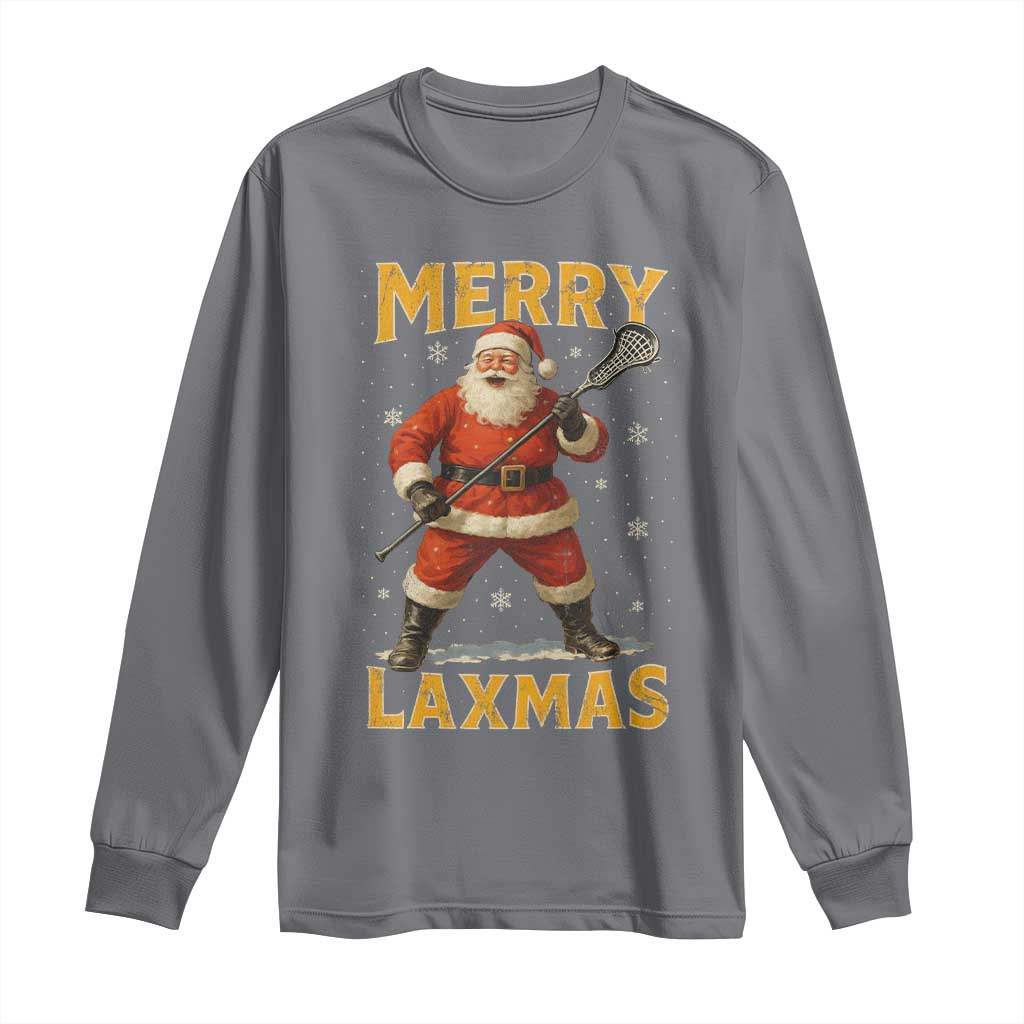 Funny Christmas Lacrosse Long Sleeve Shirt Merry Laxmas Santa Lax Player - Wonder Print Shop