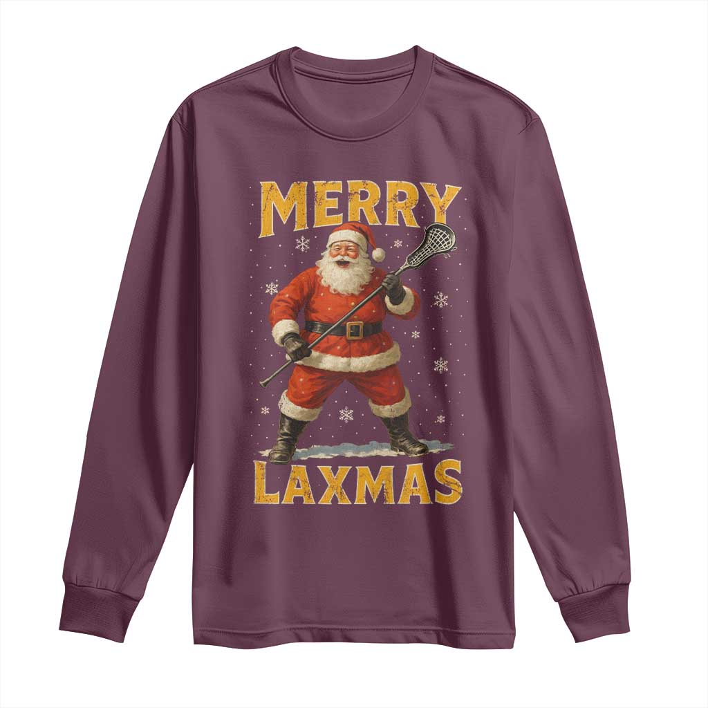Funny Christmas Lacrosse Long Sleeve Shirt Merry Laxmas Santa Lax Player - Wonder Print Shop