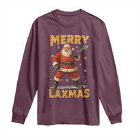 Funny Christmas Lacrosse Long Sleeve Shirt Merry Laxmas Santa Lax Player - Wonder Print Shop