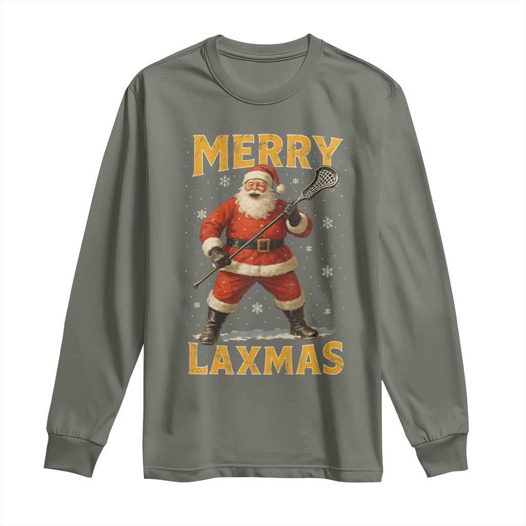 Funny Christmas Lacrosse Long Sleeve Shirt Merry Laxmas Santa Lax Player - Wonder Print Shop