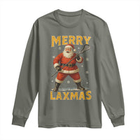 Funny Christmas Lacrosse Long Sleeve Shirt Merry Laxmas Santa Lax Player - Wonder Print Shop