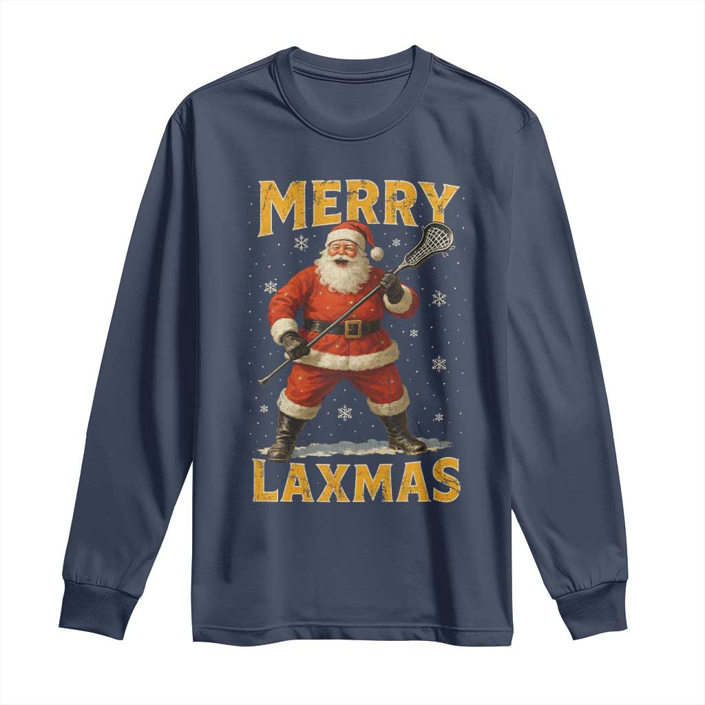 Funny Christmas Lacrosse Long Sleeve Shirt Merry Laxmas Santa Lax Player - Wonder Print Shop