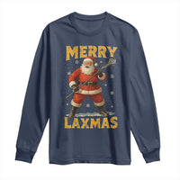 Funny Christmas Lacrosse Long Sleeve Shirt Merry Laxmas Santa Lax Player - Wonder Print Shop