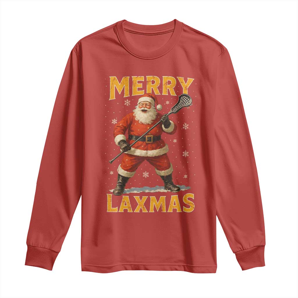 Funny Christmas Lacrosse Long Sleeve Shirt Merry Laxmas Santa Lax Player - Wonder Print Shop