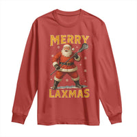 Funny Christmas Lacrosse Long Sleeve Shirt Merry Laxmas Santa Lax Player - Wonder Print Shop