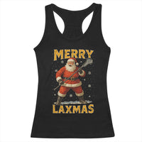 Funny Christmas Lacrosse Racerback Tank Top Merry Laxmas Santa Lax Player - Wonder Print Shop