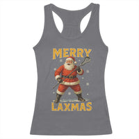 Funny Christmas Lacrosse Racerback Tank Top Merry Laxmas Santa Lax Player - Wonder Print Shop