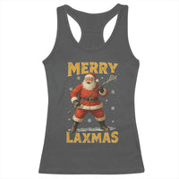 Funny Christmas Lacrosse Racerback Tank Top Merry Laxmas Santa Lax Player - Wonder Print Shop