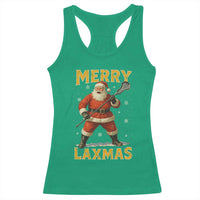 Funny Christmas Lacrosse Racerback Tank Top Merry Laxmas Santa Lax Player - Wonder Print Shop