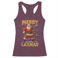 Funny Christmas Lacrosse Racerback Tank Top Merry Laxmas Santa Lax Player - Wonder Print Shop