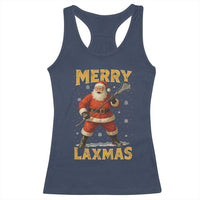 Funny Christmas Lacrosse Racerback Tank Top Merry Laxmas Santa Lax Player - Wonder Print Shop