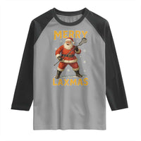 Funny Christmas Lacrosse Raglan Shirt Merry Laxmas Santa Lax Player - Wonder Print Shop