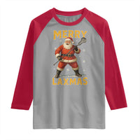 Funny Christmas Lacrosse Raglan Shirt Merry Laxmas Santa Lax Player - Wonder Print Shop