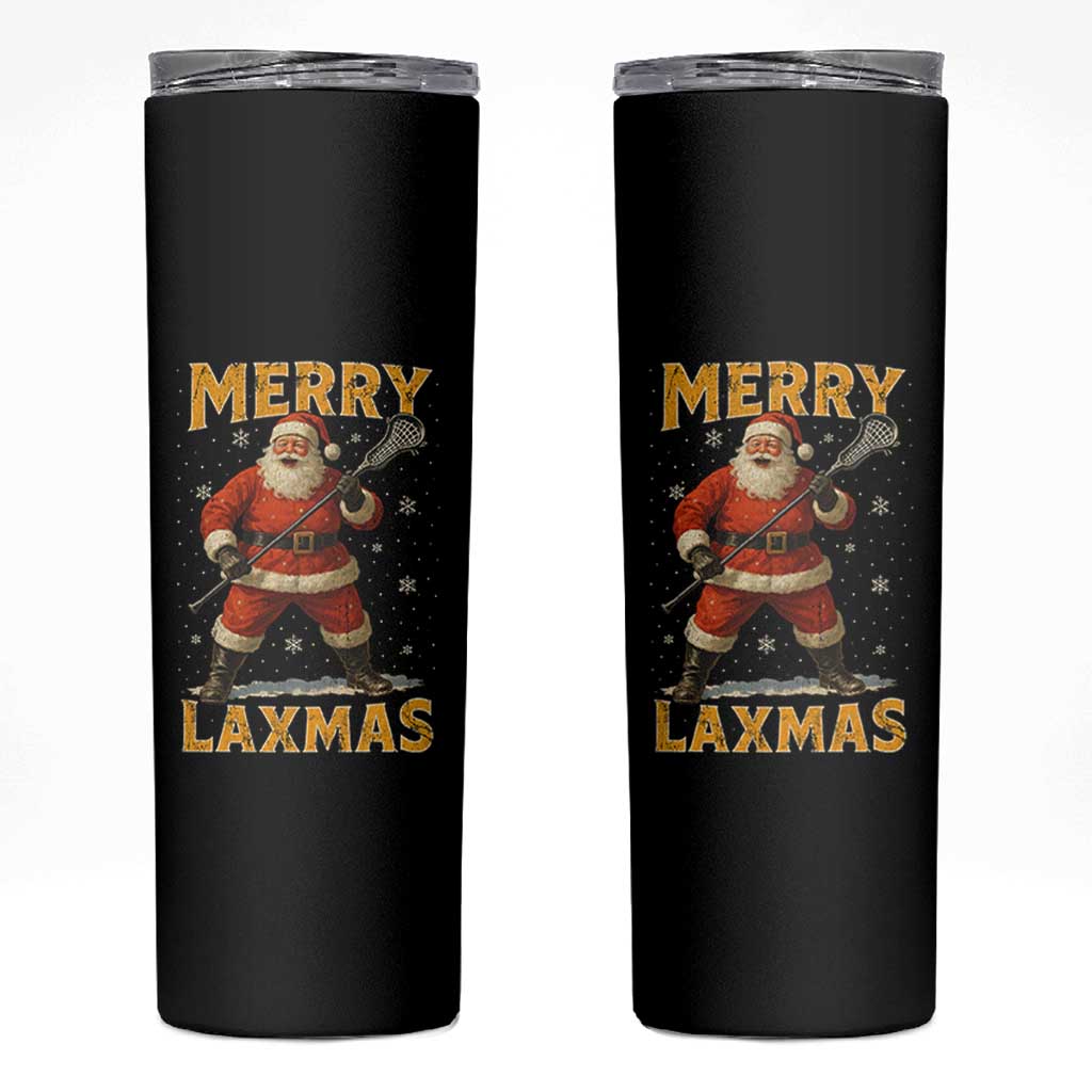 Funny Christmas Lacrosse Skinny Tumbler Merry Laxmas Santa Lax Player - Wonder Print Shop