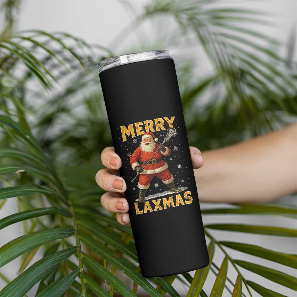 Funny Christmas Lacrosse Skinny Tumbler Merry Laxmas Santa Lax Player - Wonder Print Shop